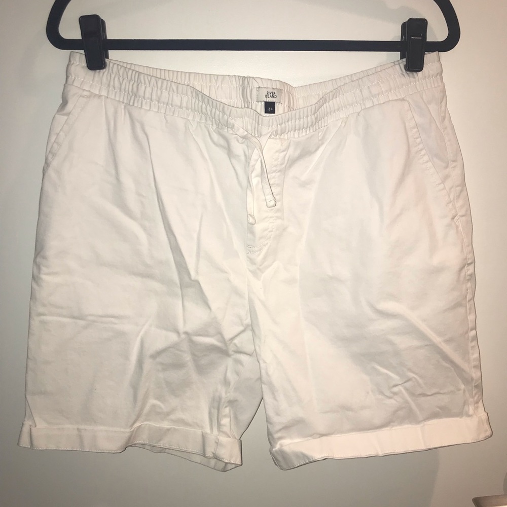 River island white canvas shorts